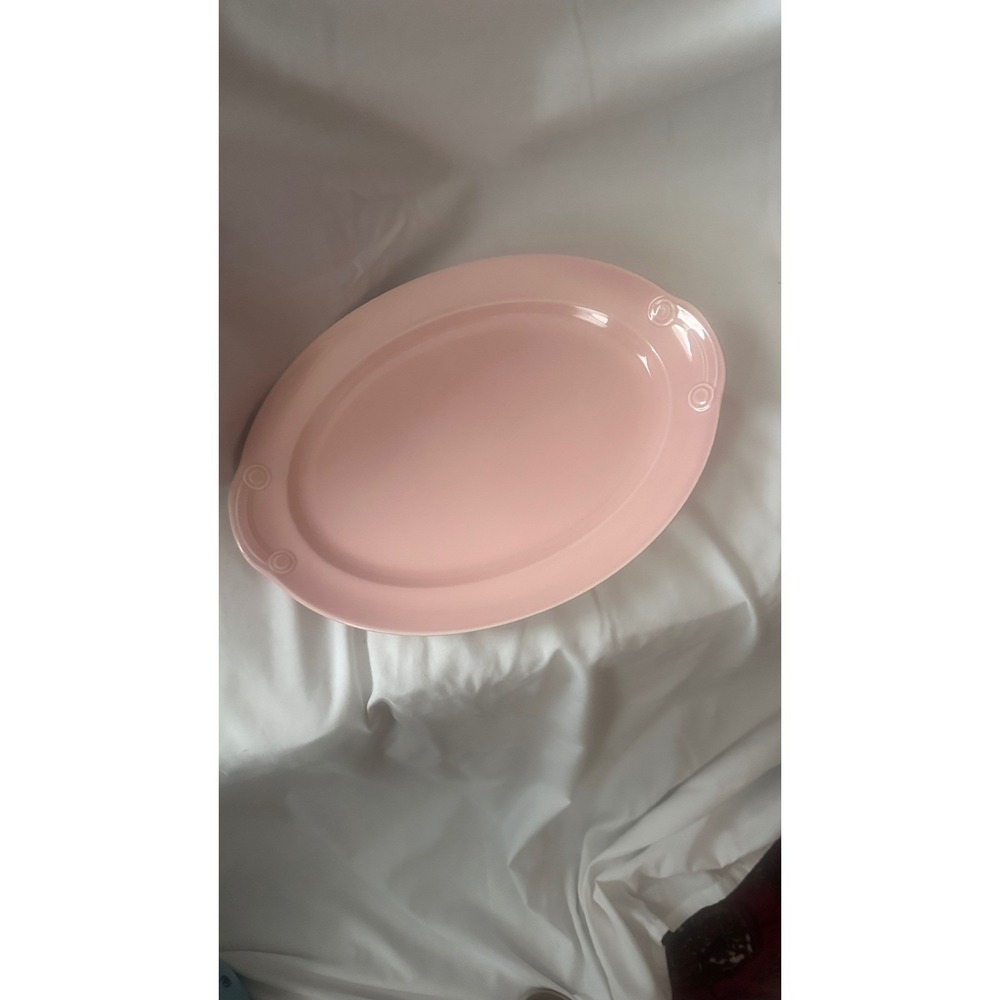 Vintage LuRay Pastels Oval Platters Set of 2 Surf Green & Persian Rose Pink 12in - Picture 5 of 9